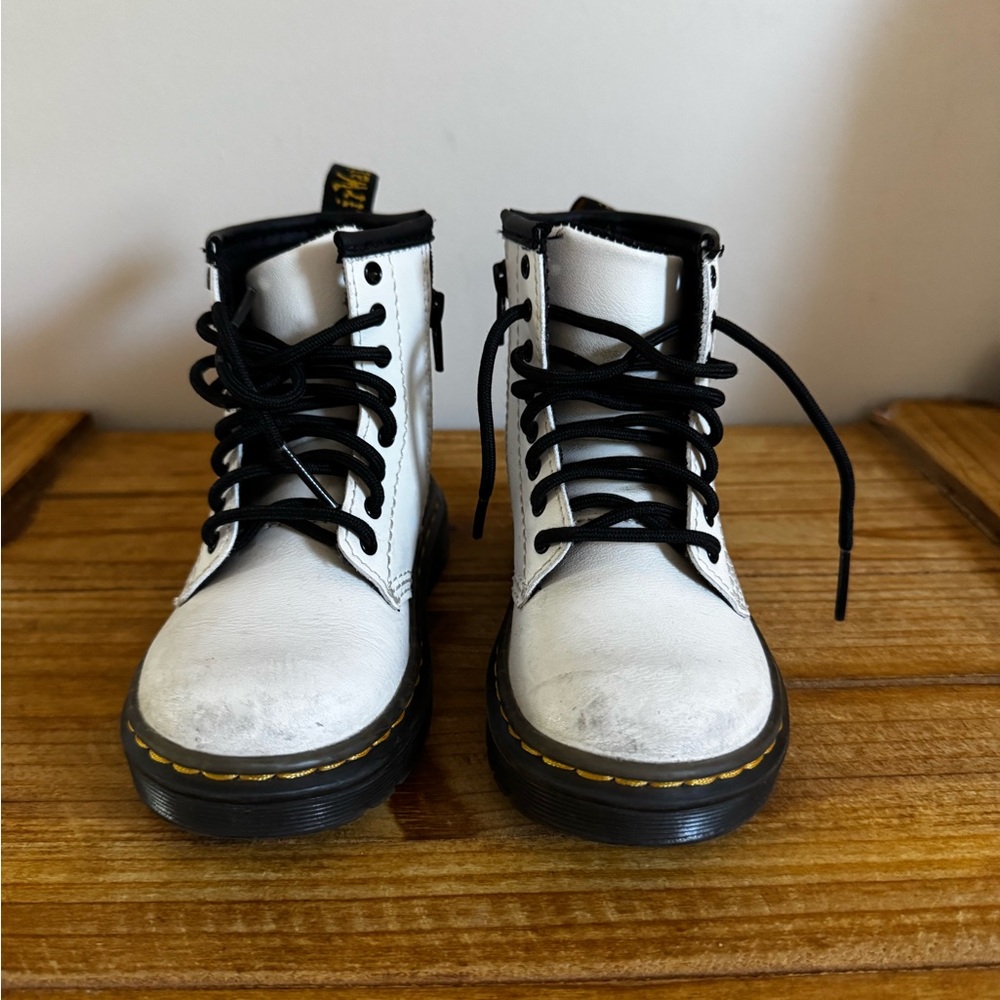 Dr. Martens White and Black Leather Boots